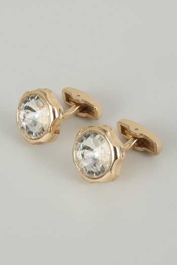 Salil Bhatia Gold Finish Crystal Cufflinks - Set of 2 