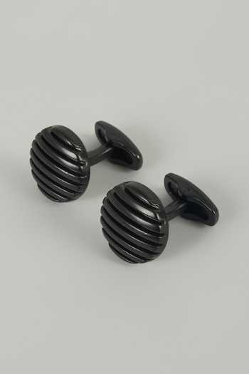 Salil Bhatia Black Finish Horizon Cufflinks - Set of 2 