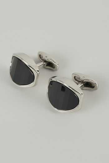 Salil Bhatia Silver Finish Shield Cufflinks - Set of 2 