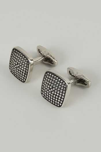 Salil Bhatia Silver Finish Mosaic Cufflinks - Set of 2 