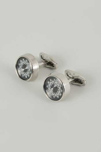 Salil Bhatia Silver Finish Stardust Cufflinks - Set of 2 