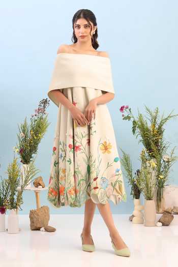 Ozeqo Provence Printed Dress With Draped Wrap 