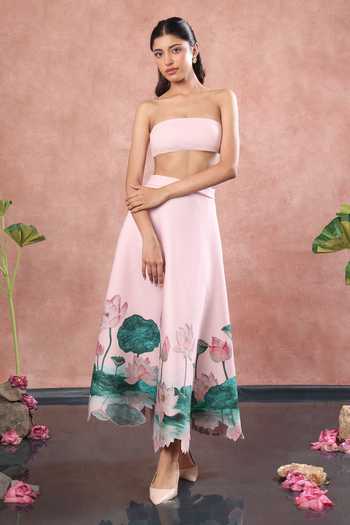Ozeqo Udaipur Blush Printed Skirt & Top Set 