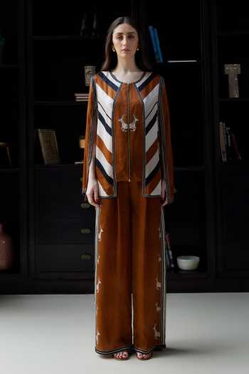 Kamaali Pret Ayal Chevron Print Top & Pant Set 