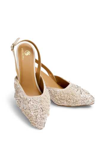 Shilpsutra Ivory Frost Peep Toe Heels 