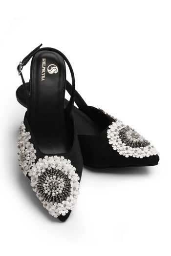 Shilpsutra Pearl Bloom Peep Toe Heels 