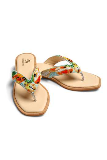 Shilpsutra Lotus Koi Embroidered Sandals 
