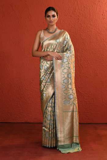 Vishwa By Pinki Sinha Handwoven Saree With Running Blouse 