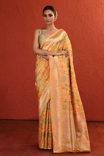 Vishwa By Pinki Sinha Meenakari Floral Saree With Running Blouse 