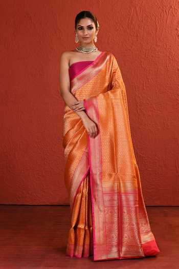 Vishwa By Pinki Sinha Brocade Silk Woven Saree With Running Blouse 