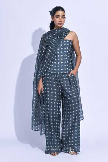 Jayati Goenka Charcoal Printed Corset Set