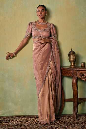 Seema Thukral Eve Tissue Satin Lining Saree & Blouse Set 