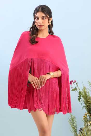 Ozeqo Sonona Micro Short Dress With Fringe Overlay 