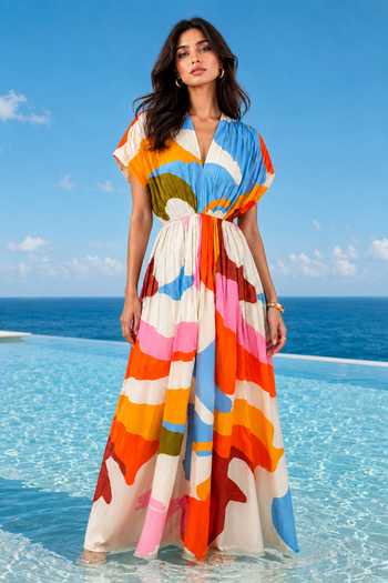 Poppi Abstract Print Maxi Dress 