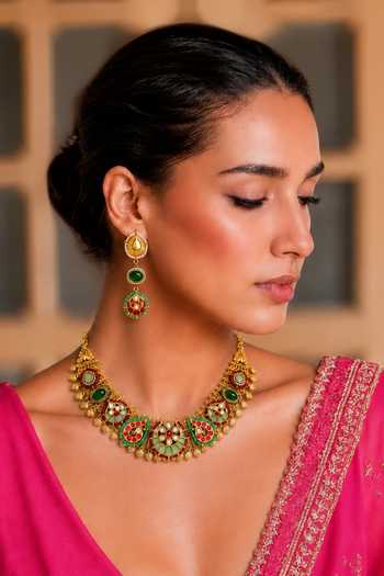 Tad Accessories Stone Studded & Imitation Polki Necklace Set