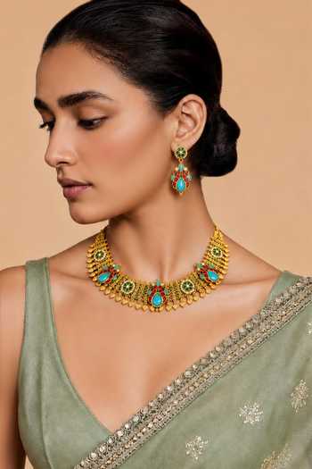 Tad Accessories Stone Studded & Imitation Polki Necklace Set