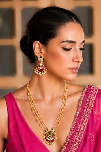Tad Accessories Stone Studded & Imitation Polki Necklace Set