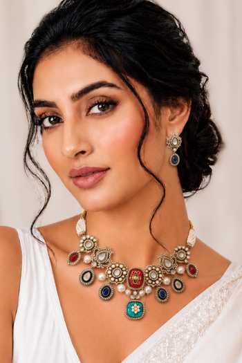 Tad Accessories Stone Studded & Imitation Polki Necklace Set
