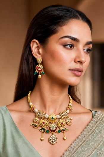 Tad Accessories Faux Pearls & Stone Studded Necklace Set