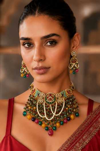 Tad Accessories Stone Studded & Imitation Polki Necklace Set