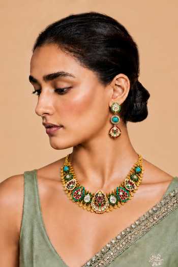 Tad Accessories Stone Studded & Imitation Polki Necklace Set