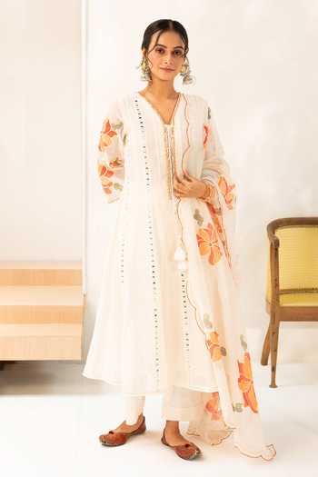 AM by Anita Mittal Zoya Mul Chanderi Anarkali Set 