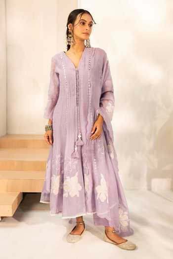 AM by Anita Mittal Zara Mul Chanderi Anarkali Set 