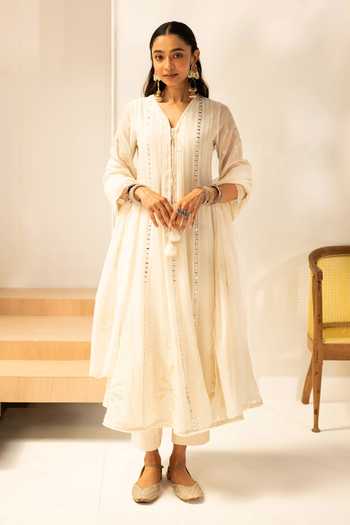 AM by Anita Mittal Zara Mul Chanderi Anarkali Set 