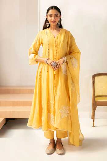 AM by Anita Mittal Zara Mul Chanderi Anarkali Set 