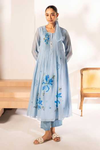 AM By Anita Mittal Zoya Mul Chanderi Tunic & Pant Set 