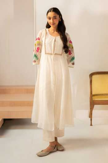 AM by Anita Mittal Zuri Mul Chanderi Tunic & Pant Set 
