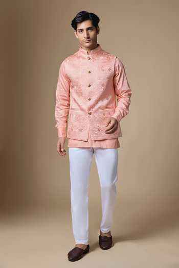 SPRING BREAK Geometric Embroidered Nehru Jacket & Kurta Set 