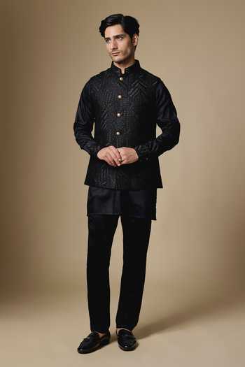 SPRING BREAK Geometric Embroidered Nehru Jacket & Kurta Set 