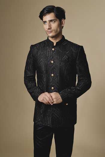 SPRING BREAK Geometric Embroidered Bandhgala Jacket 