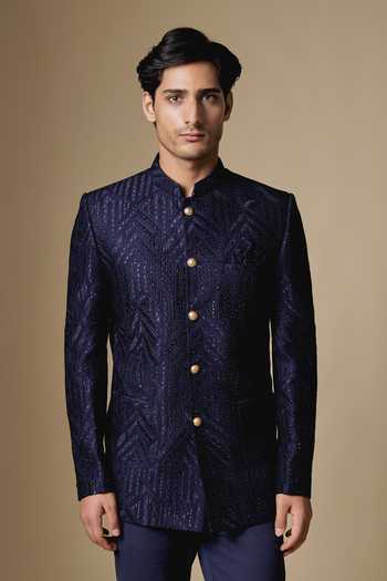 SPRING BREAK Geometric Embroidered Bandhgala Jacket 