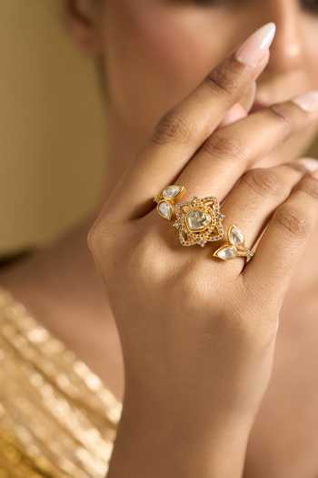 Nazaakat By Samara Singh Floral Carved Ring 