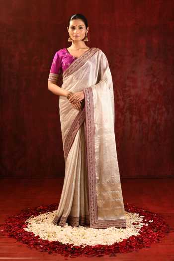 singhanias Tissue Saree With Running Blouse Fabric 