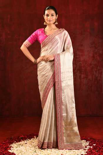 singhanias Tissue Saree With Running Blouse Fabric 
