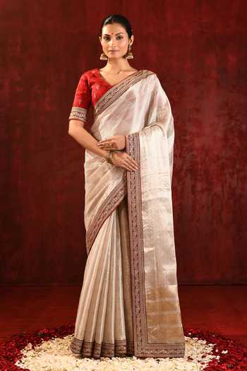 singhanias Tissue Saree With Running Blouse Fabric 