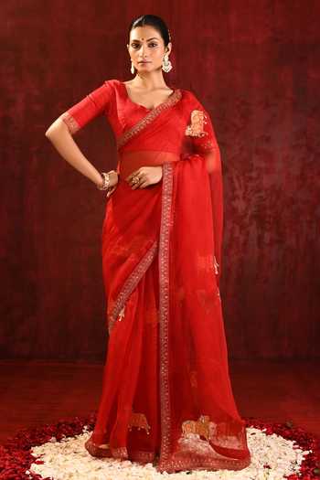 singhanias Tissue Saree With Running Blouse Fabric 