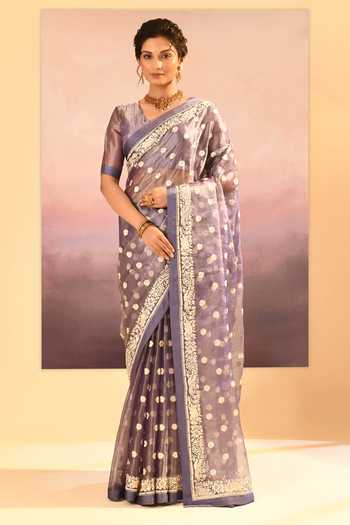 singhanias Tissue Saree With Running Blouse Fabric Set 