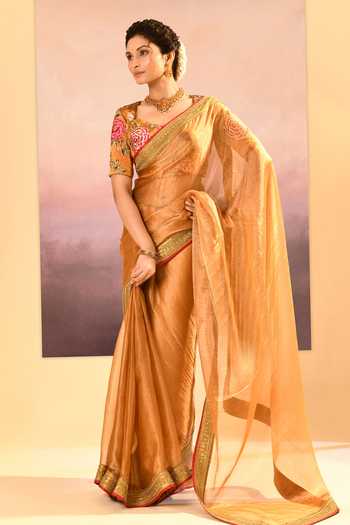 singhanias Tissue Saree With Running Blouse Fabric 