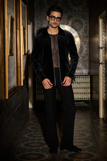 Contrast By Parth Void Embroidered Bomber Jacket Set