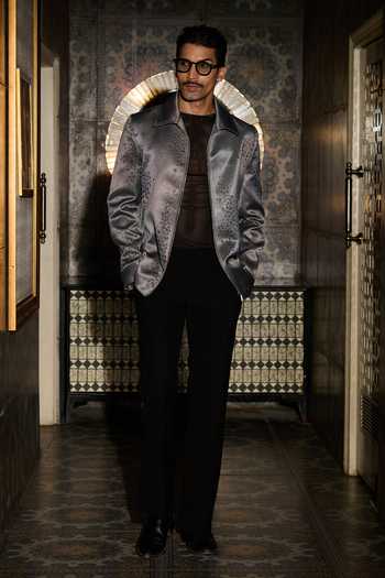 Contrast By Parth Pulse Embroidered Bomber Jacket Set
