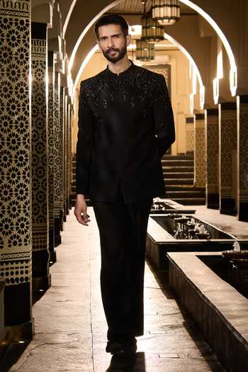 Contrast By Parth Obsidian Embroidered Bandhgala Set