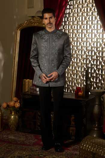 Contrast By Parth Sterling Embroidered Bandhgala Set