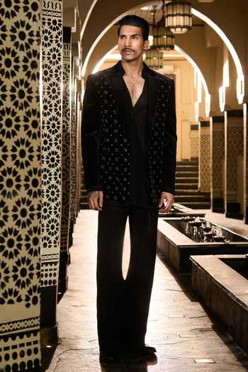 Contrast By Parth Cipher Embroidered Short Jacket Set