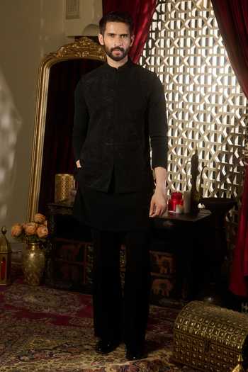 Contrast By Parth Void Embroidered Nehru Jacket Set