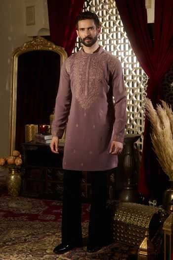 Contrast By Parth Dusk Placement Embroidered Kurta Set