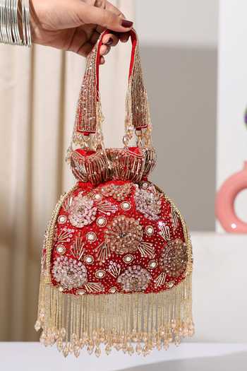 House Of Webhin Lalima Red Velvet Potli 